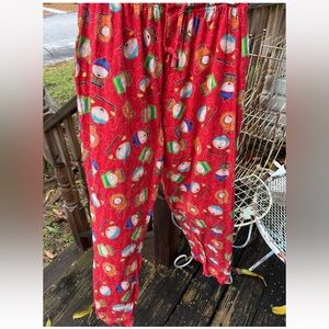 Comedy Central South Park Pajamas Mens Sz L PJs Lounge Bottoms Pants Red Elastic